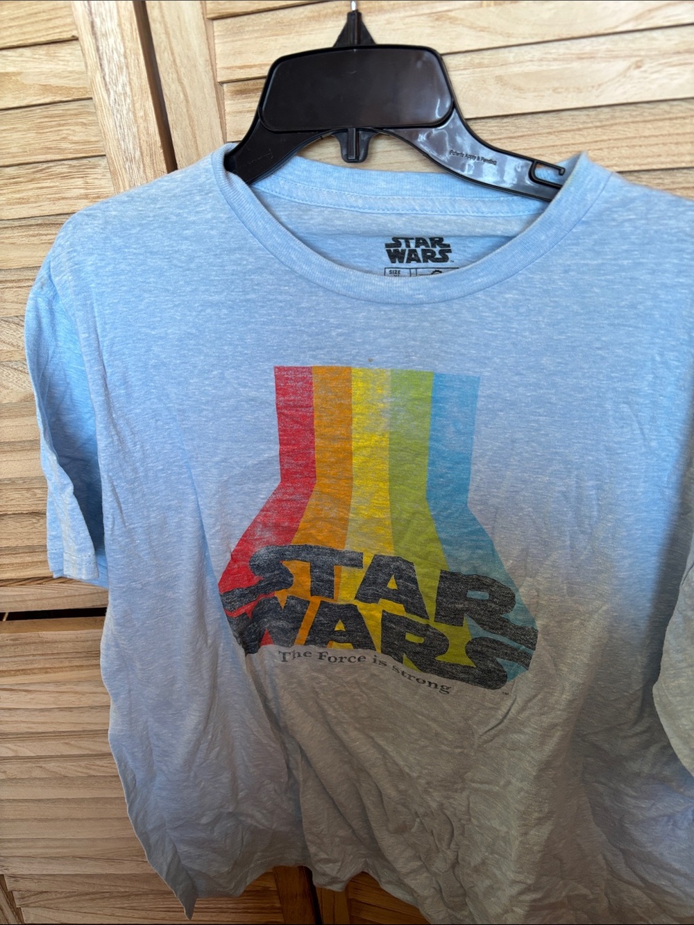 Star Wars Light Blue Tee with Retro Rainbow Logo XL